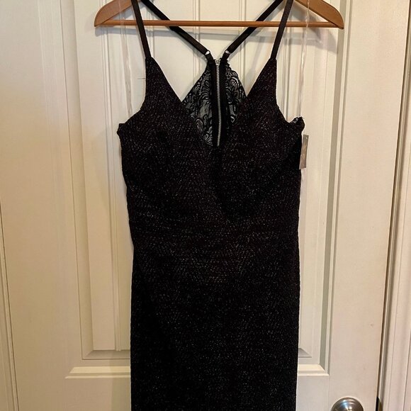 NWT Planet Gold Chevron Lurex Stretchy Dressy Dress XL Back Area is Open - Picture 1 of 12